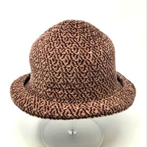 VINTAGE LIZ CLAIBORNE COCO BROWN ROLLED BRIM FLEECE BUCKET HAT CAP WOMEN OS FALL